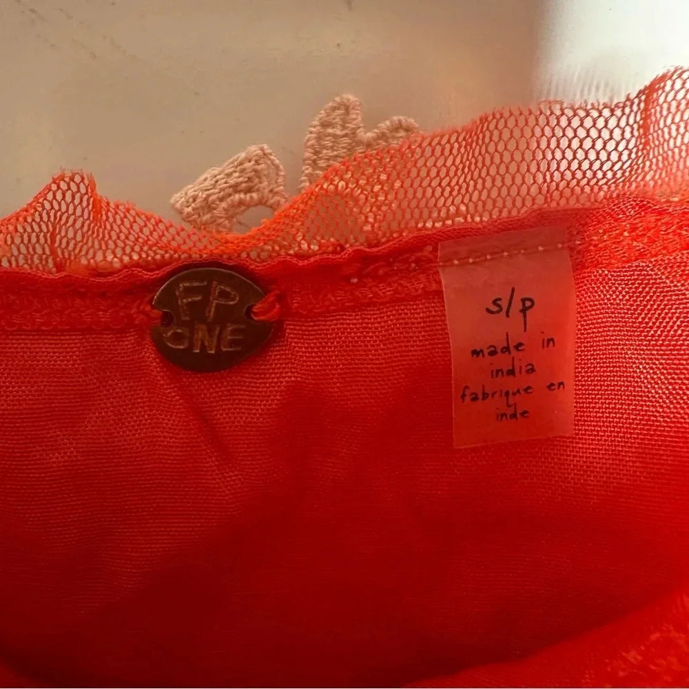 Free People FP One Red Lily Tulle Mini Dress Size Small - Picture 6 of 10